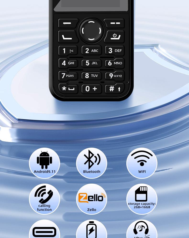 2G4G Zello Android system equipped with a 2.4-inch display screen supporting Wi Fi Bluetooth and call function. Portable handheld walkie talkie covering 8000 kilometers worldwide, suitable for fleet scheduling, outdoor camping and other multiple scenarios