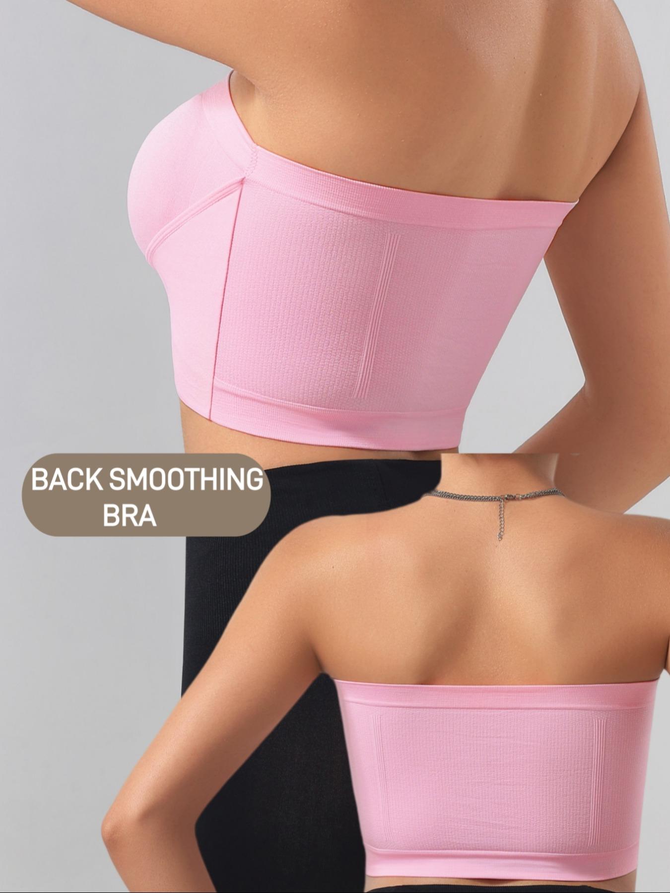 【Plus Size】 Solid Color Women‘s Strapless Bra, No Padding,Women's Comfortable Breathable Soft Bra,Front Chest Buckles Design,Women's Lingerie for All Seasons,Ladies Knitted Stretch Underwear For Daily/Sleep Wear or any Occasion,All Seasons