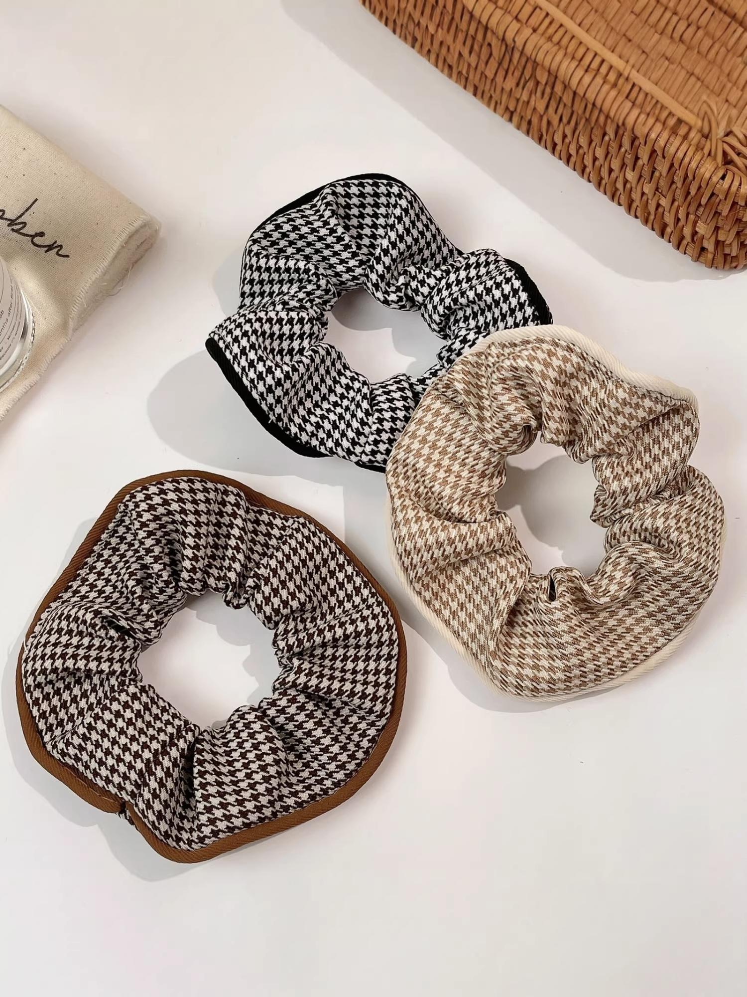 2-Pack High-End Plaid Hair Ties, Elegant and Versatile, Perfect for All Seasons, Korean Style, Enhance Your Hairstyles