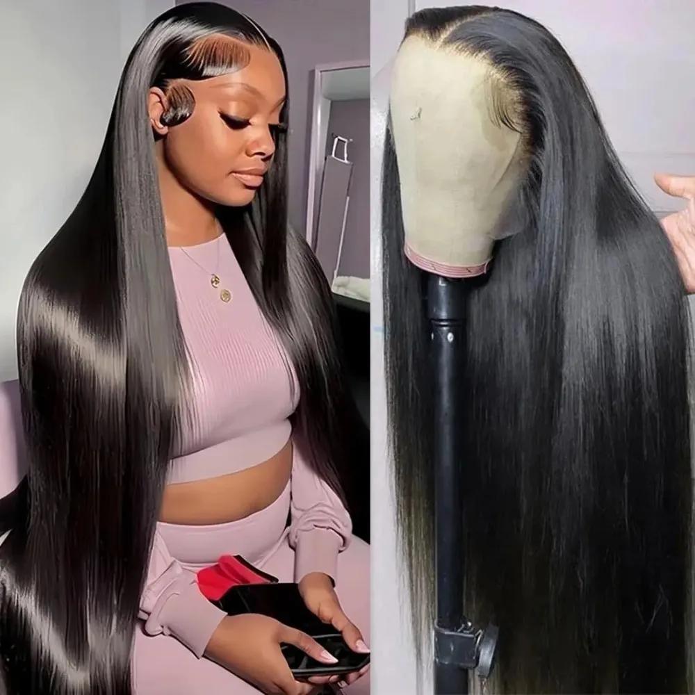 Bling Hair 12-36 Inch 13x4 Smooth Straight Lace Front Wig 13x6 Hd Transparent Brazilian 4x4 Closure Human Hair Wigs For Black Women