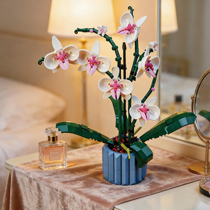 10311 Bouquet Of Artificial Flower Orchid Potted Plants Building Blocks Model Brick Moc Girls Toys DIY Blocks Mom Gift For Adults Birthday / Home Decoration Romantic Creative Gifts