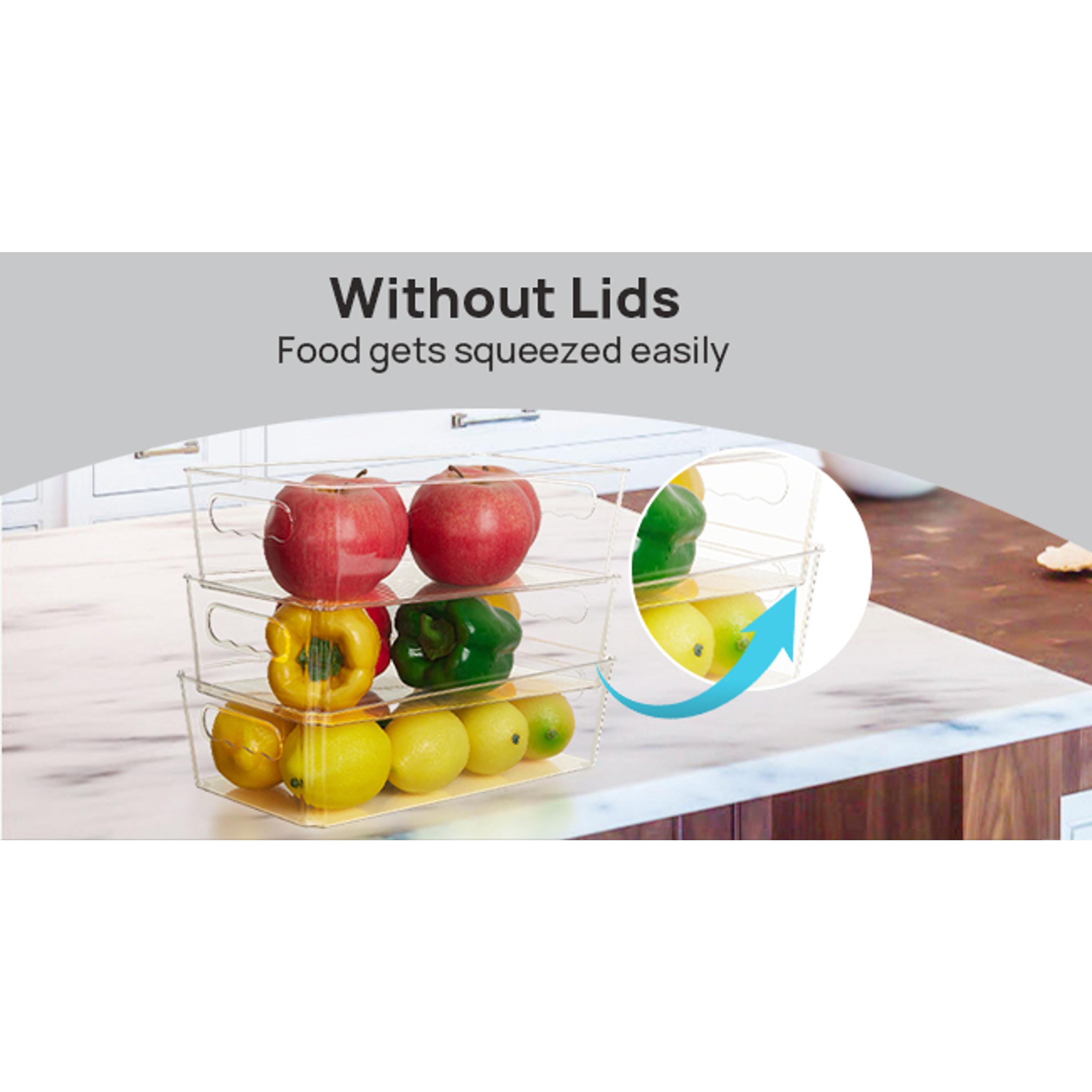 8pcs Clear Organizers and Storage Bins with Lids, Stackable Plastic Storage Containers with Handles for Fridge, Freezer, Pantry, Cabinet, Kitchen Organization
