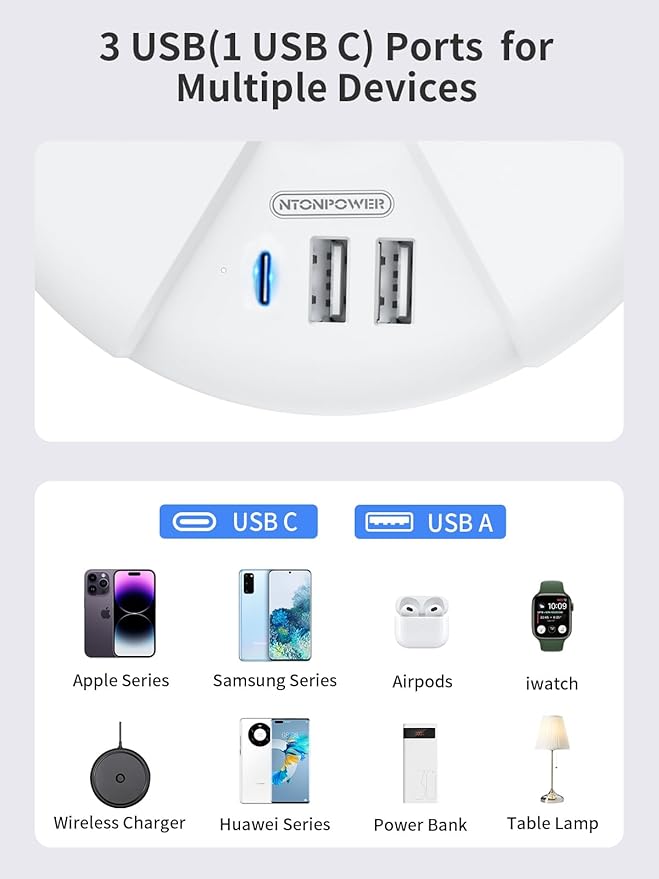 NTONPOWER i-Donut Travel Power Strip – Donut-Shaped 3-Outlet + 3-USB(USB-C) Mini Extension Cord, Cruise-Approved & Compact for Hotels, Home & Trips NTONPOWER i-Donut Travel Power Strip – Donut-Shaped 3-Outlet + 3-USB(USB-C) Mini Extension Cord, Cruise-Approved & Compact for Hotels, Home & Trips