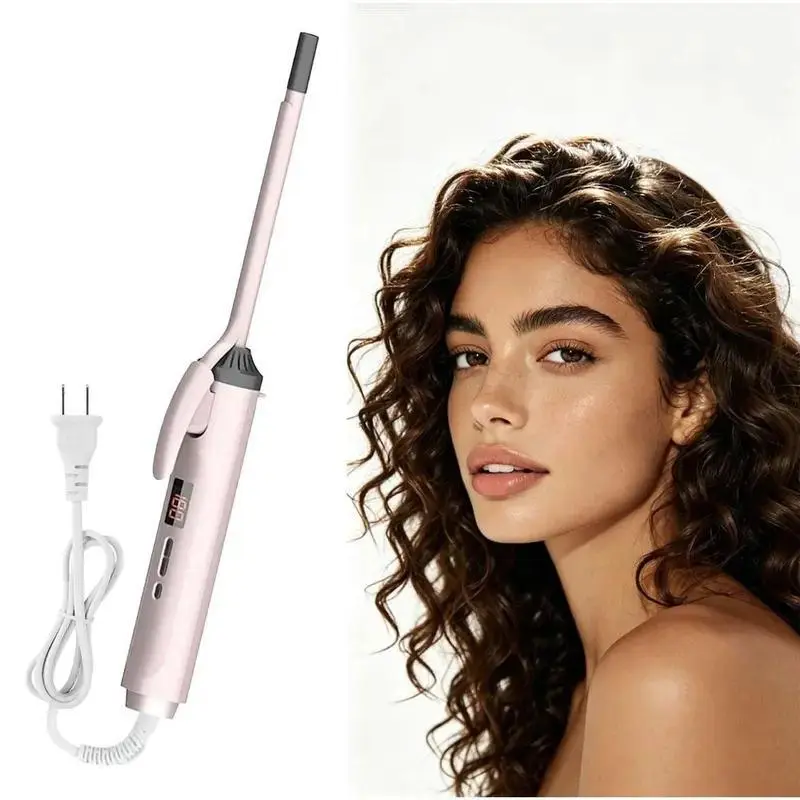 3/8 Inch Ceramic Curling Wand for Tight Curls, Adjustable Temperature Hair Styler for Short & Long Hair, Lightweight and Portable Curling Iron