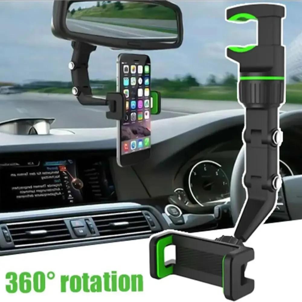 Universal Car Phone Holder Multifunctional 360 Degree Rotatable Auto Rearview Mirror Seat Hanging Clip Bracket Cell Phone Holder