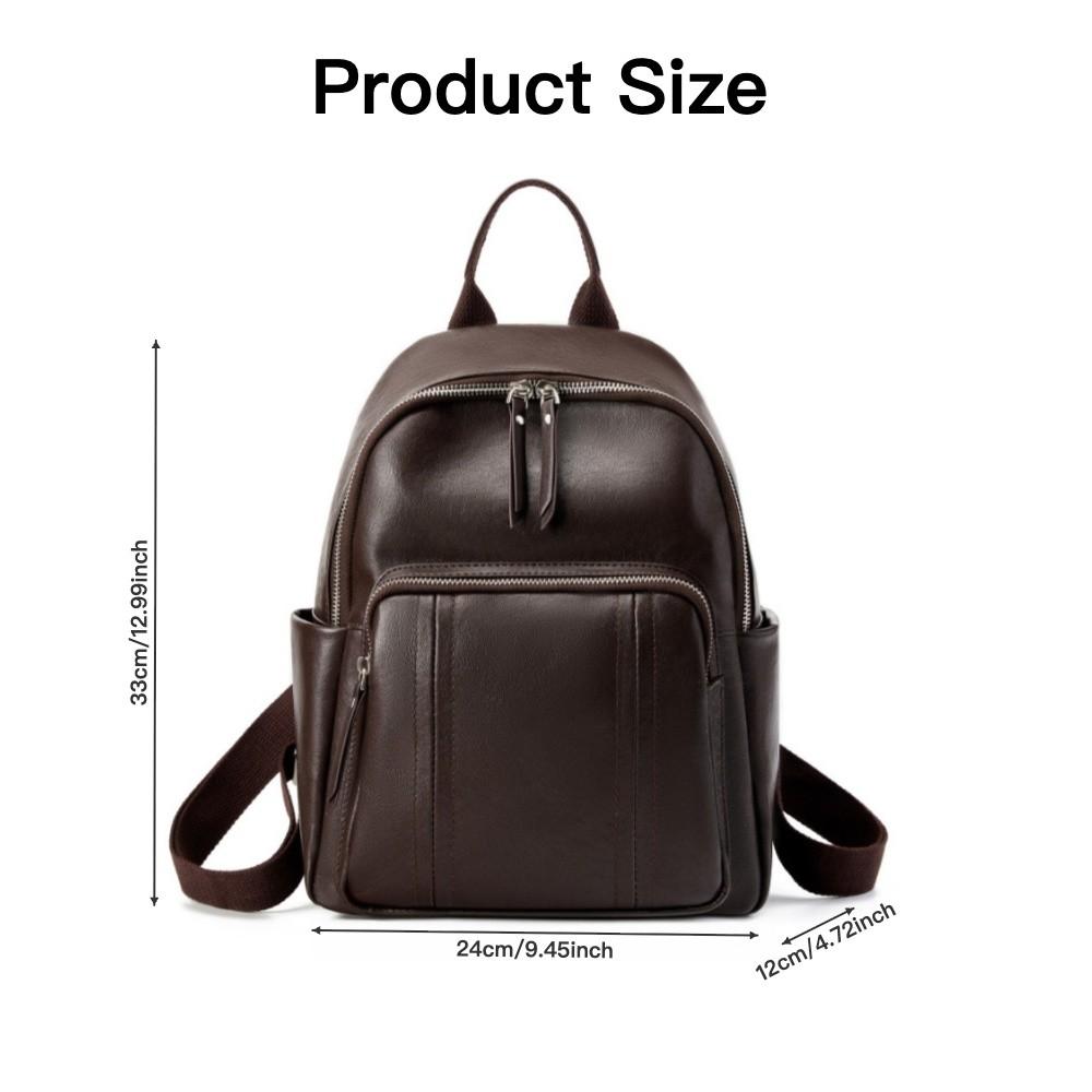 1pc Cowhide Women's Fashion Backpack, Spacious Soft Leather Rucksack for Daily Travel and School.