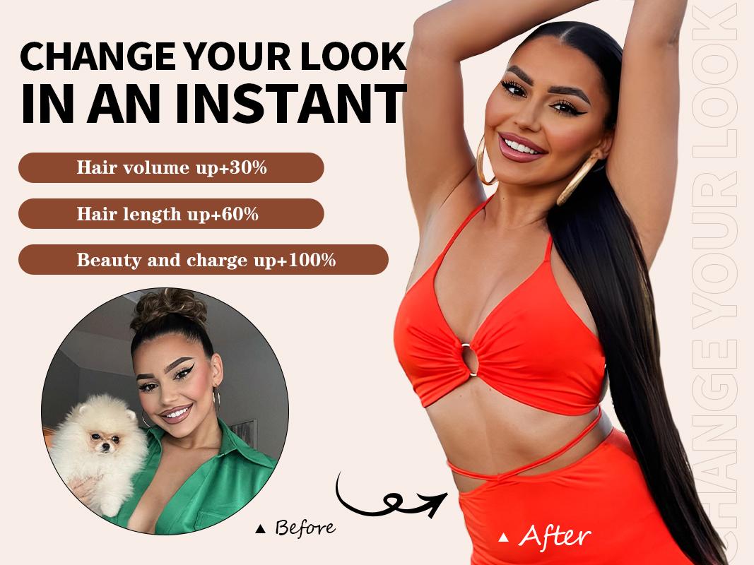 Fxmongyi 30 Inch Straight Ponytail Extensions Long Straight Claw Clip on Ponytail Natural Soft Clip in Hair Extension Synthetic Heat Resistant Hairpiece for Women