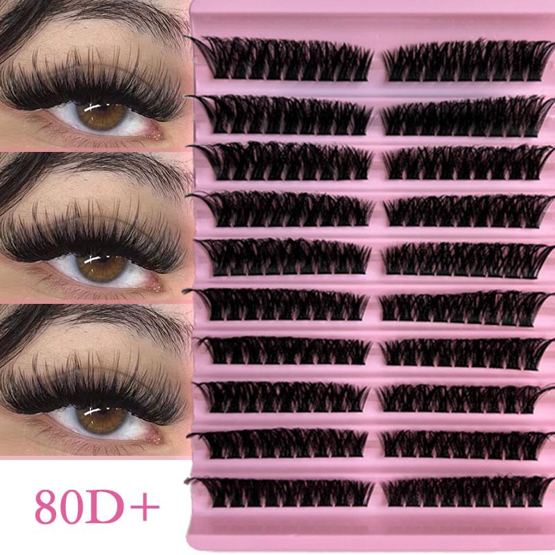 Music Festival Makeup DIY Segmented False Eyelashes, 40D+ & 80D+, Natural Look, Dense D Curl, Thick 0.07mm, Patch Form