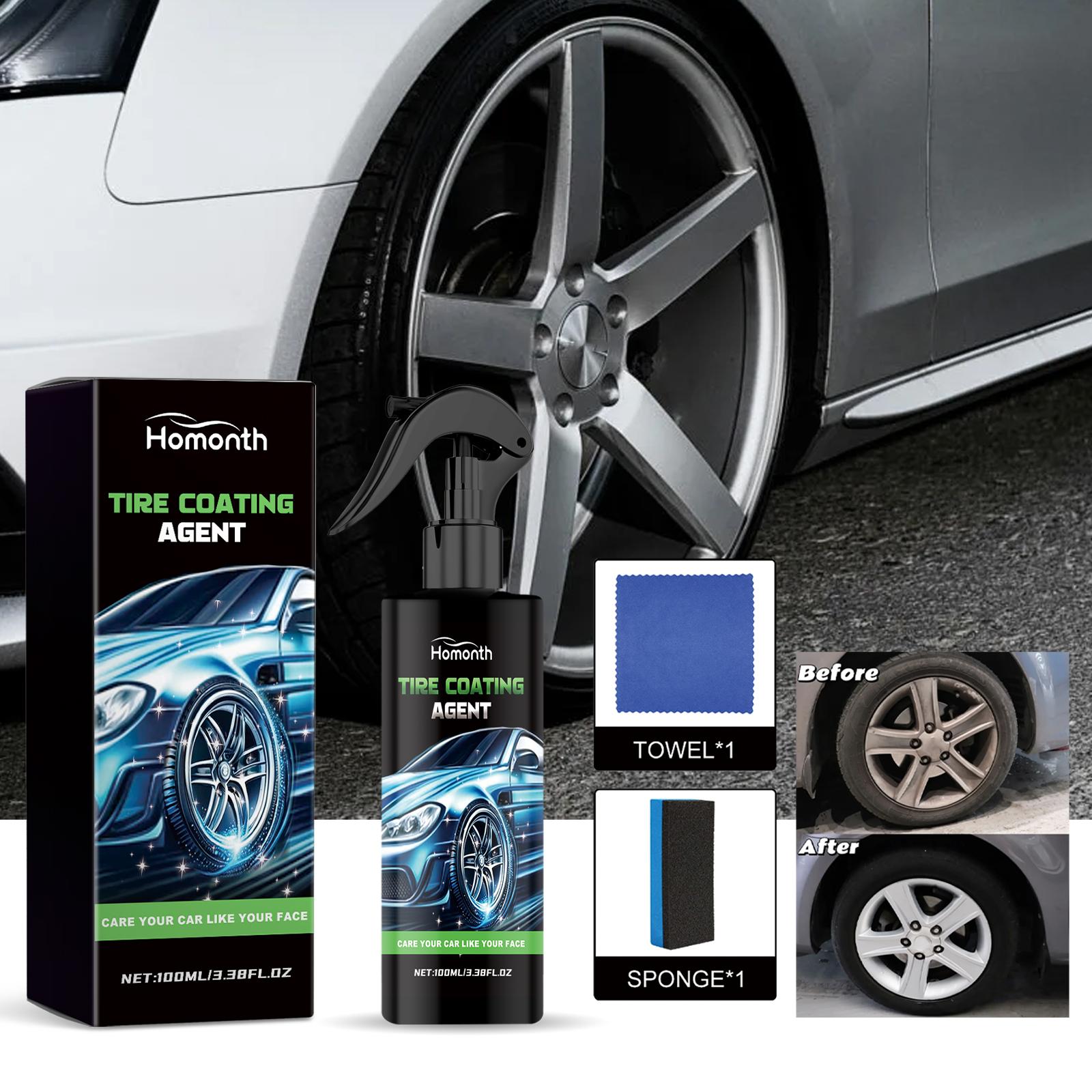EDTA-Based Car Tire Cleaner - Wipe-On Wheel Cleaning Solution, Decontaminates, Removes Stains, Prevents Aging, Restores Shine
