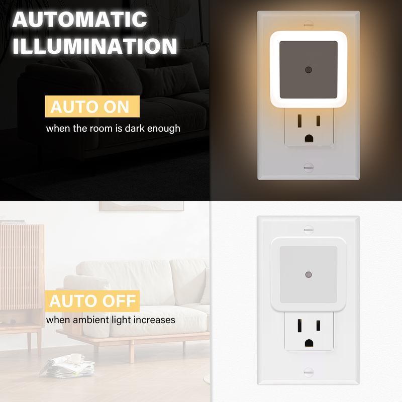 Night Light, Night Lights Plug into Wall 6-Pack, Plug in Night Light, Dusk to Dawn Nightlight Led Night Lights for Bedroom, Bathroom, Hallway Warm White Home Lighting SpringStatements