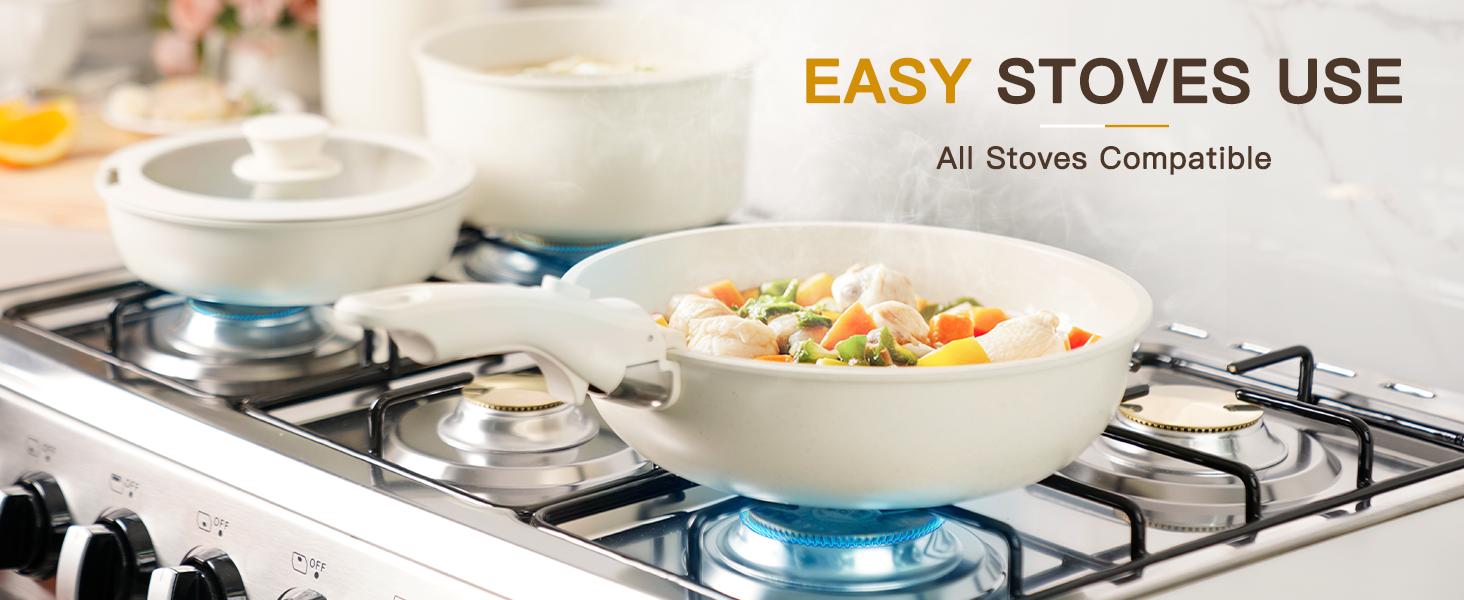 【Astercook 20-Pcs】Cookware Set, Non-Stick Coating, Durable & Easy to Clean, Perfect for Home, Gatherings, and Professional Kitchens hexclad cookware. White 【Astercook 20-Pcs】Cookware Set, Non-Stick Coating, Durable & Easy to Clean, Perfect for Home, Gatherings, and Professional Kitchens hexclad cookware. White