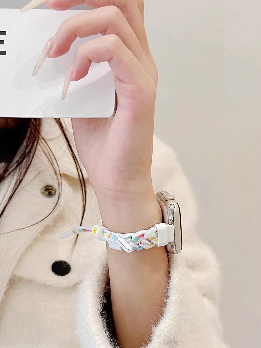 Trendy Woven Fabric Replacement Wristband for Smart Watch Series 9&10 - 1-Loop Integrated Design, Lightweight Wearable Accessory, Single Band for Daily Matching (Watch Not Included)