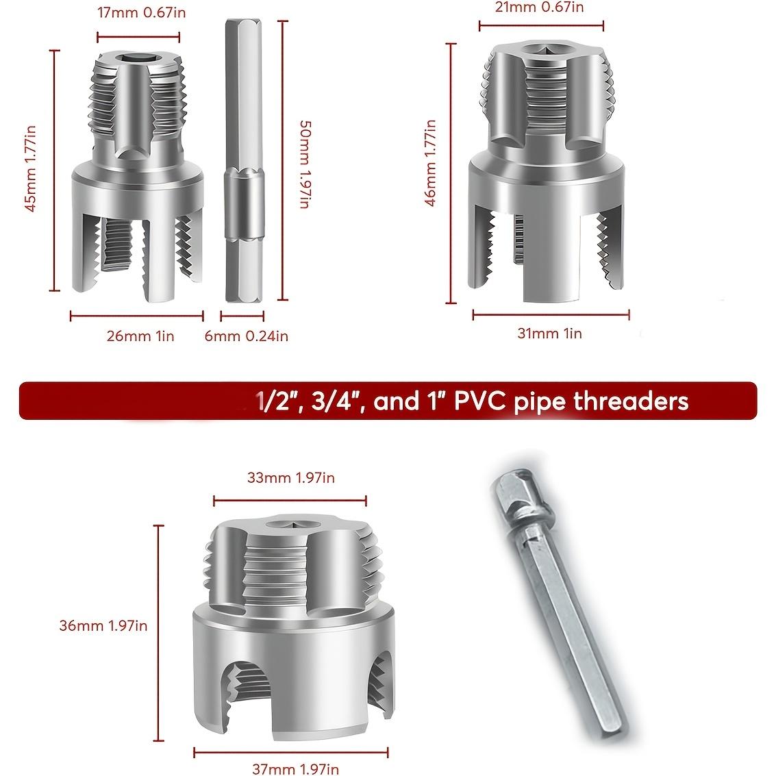 Pipe Thread Processing Tool Set, Hand Tools, Integrated Internal & External Thread Tools, Fits 1/2 Inch, 3/4 Inch, 1 Inch Pipes, Metal Material