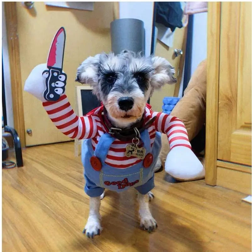 Dog Chucky clothes scary knife doll transformation costume funny Halloween costume cat pet clothes cosplay