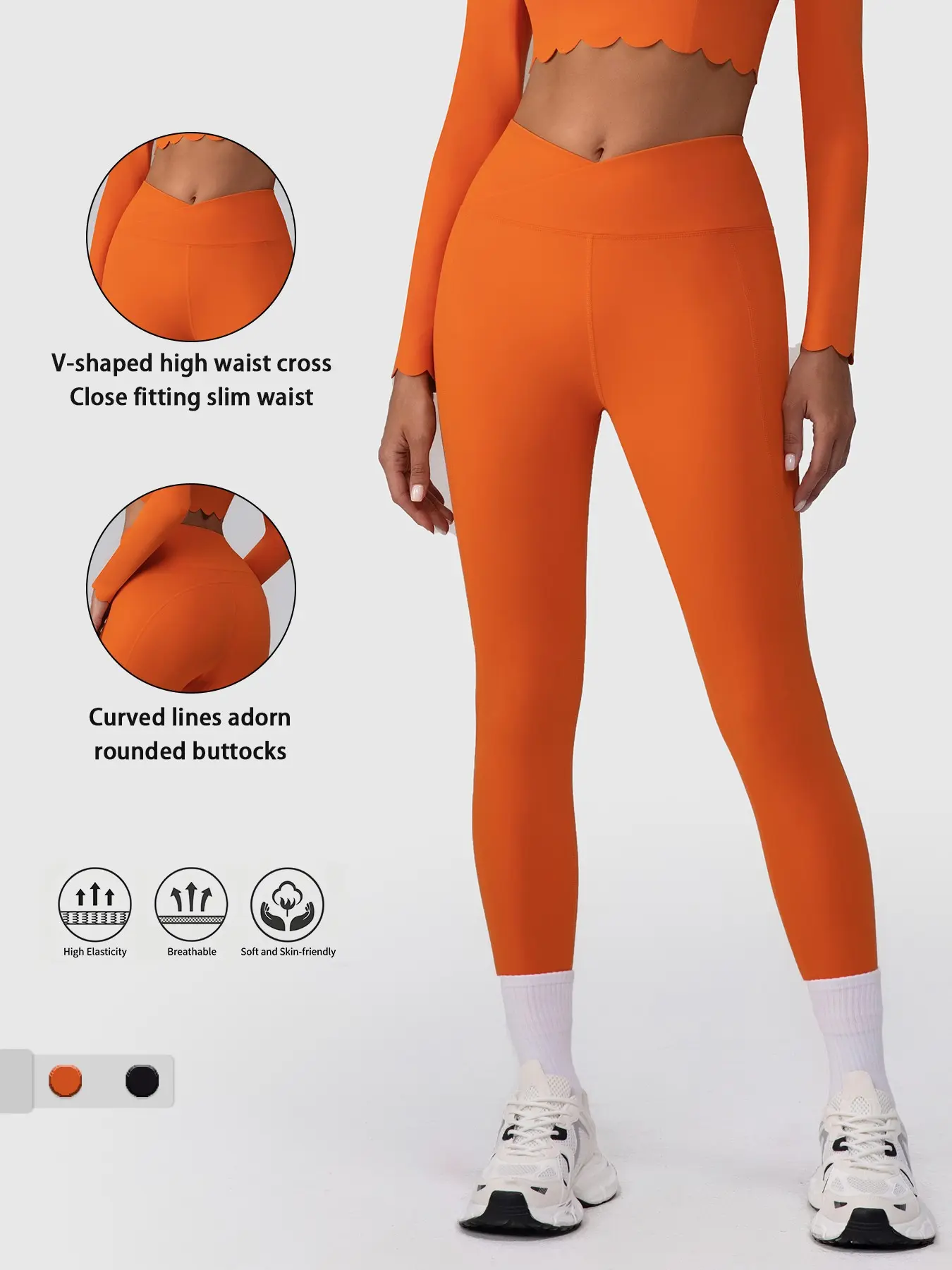 Women's High Waist Cross V-Shape Yoga Tight Pants, Tummy Control Anti-See-Through Elastic Long Fitness Sports Pants, Workout Leggings