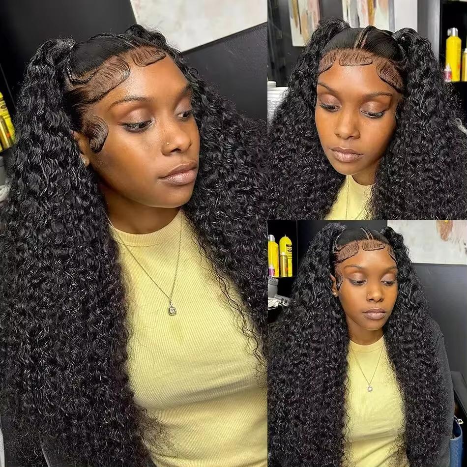 Bling Hair 13x6 Deep Curly Human Hair Wigs 13x4 Transparent Lace Frontal Wig Deep Wave Lace Front Wig For Women PrePlucked Wigs 180% Density TikTokShopHolidayHaul