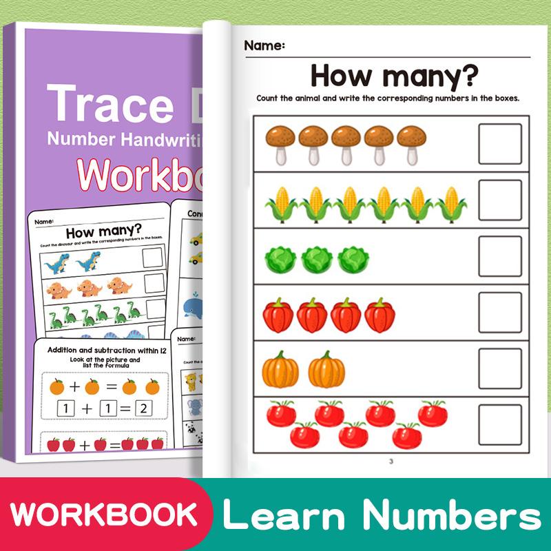 Interactive Learning Math Workbook, Learning Materials, Number Practice, Addition Subtraction, Colorful Math Activities, Basic Arithmetic - Perfect Christmas Gift