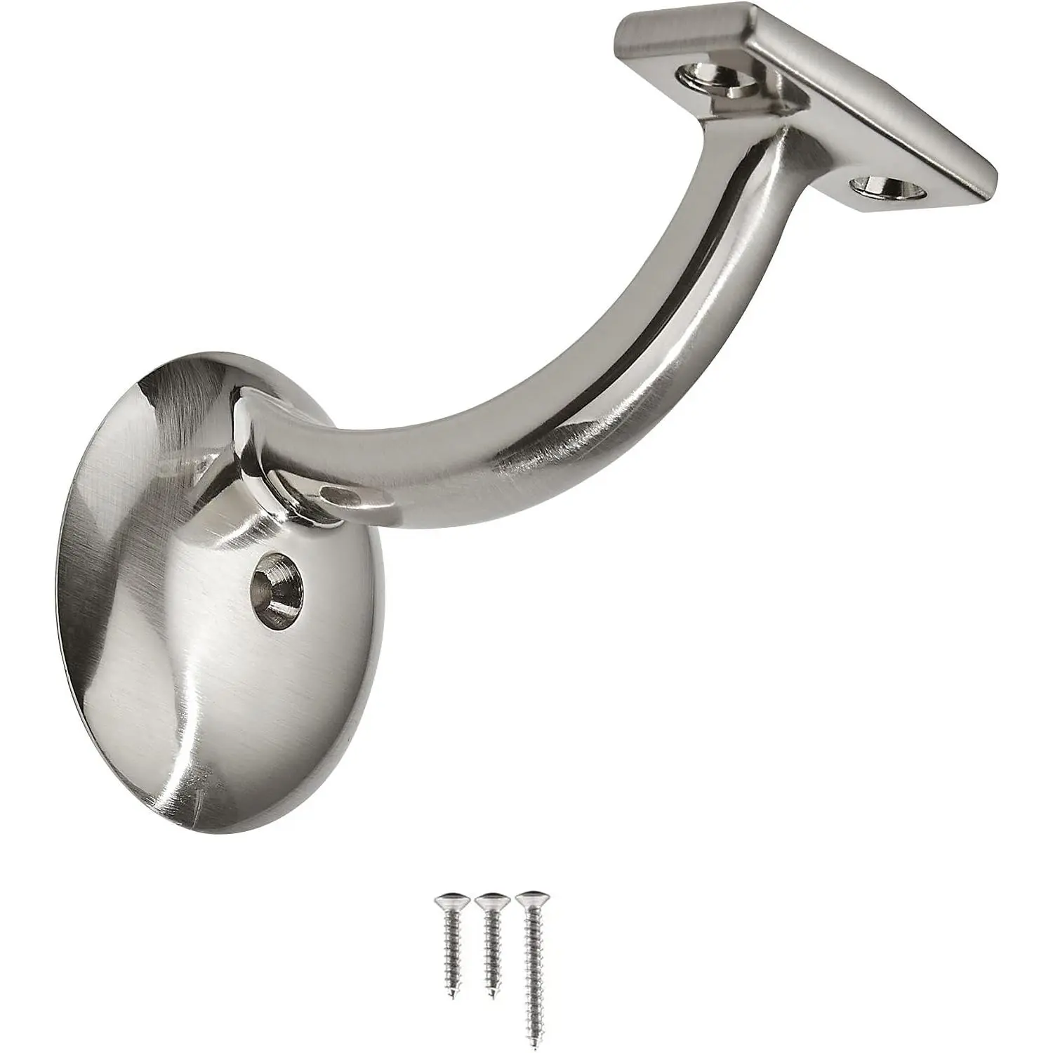 2 Pack Brushed Satin Nickel Hand Rail Bracket Heavy Duty Hardware for Stairways,  or Office Stair Support Handrail Brackets
