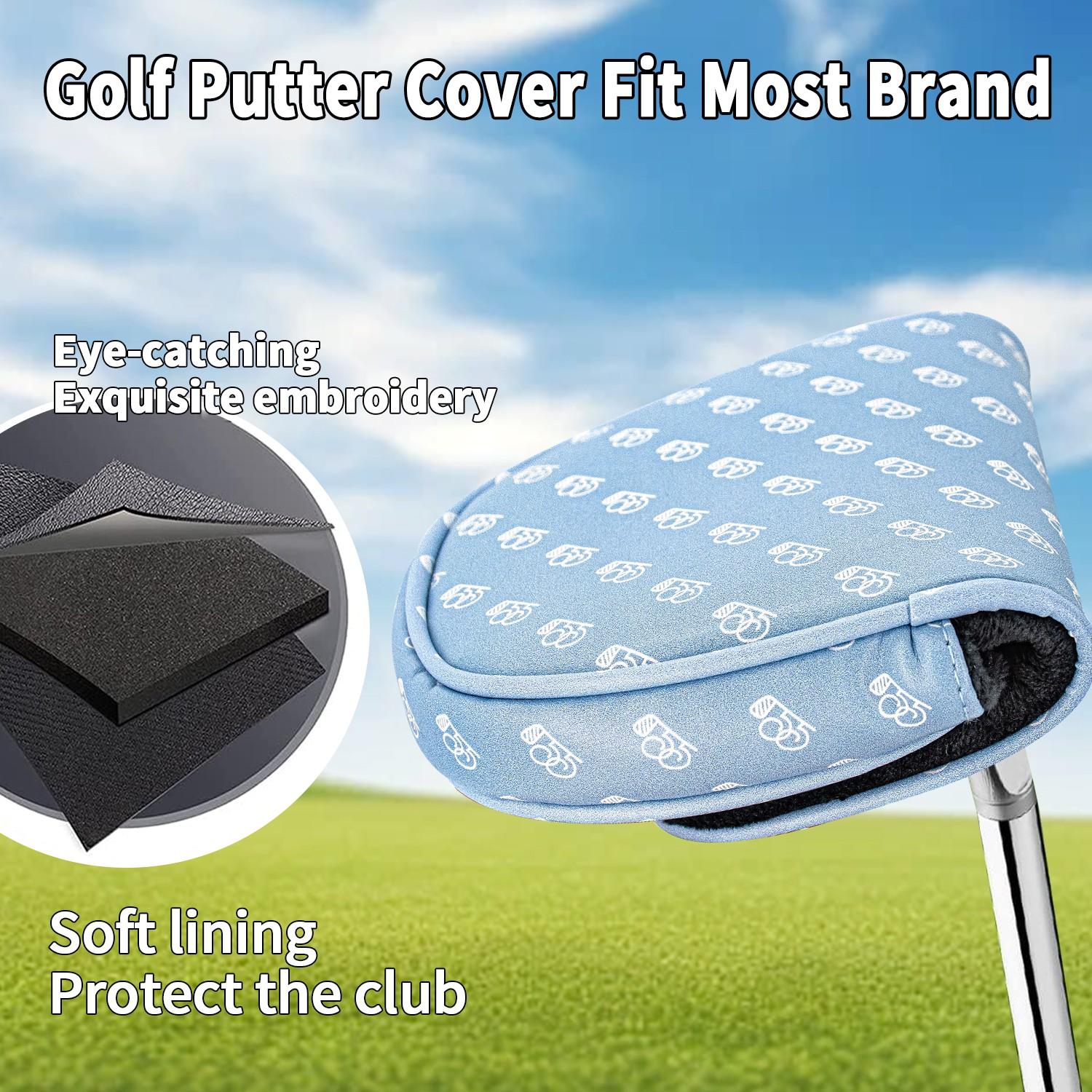 Df3 Putter Golf Putter Head Cover, Printed Style with PU Material & Cushioning, Magnetic Closure, Scratch Resistant Design, Fits Putter Accs, Golf Accessories