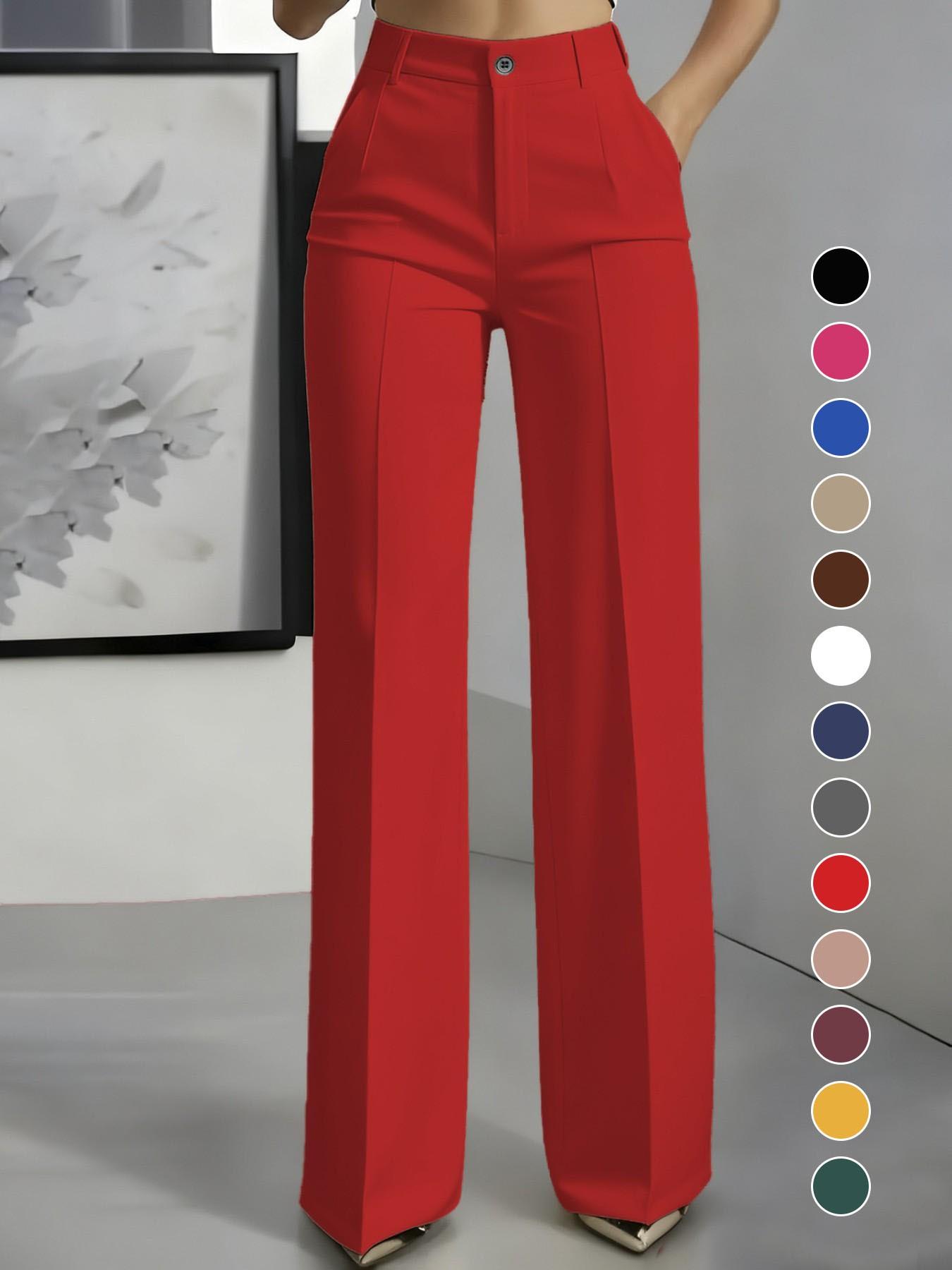 Women's New High Waist Drape Straight Leg Simple Suit Pants, Womenswear Elegant Business Casual Wear, Comfortable and Stylish Aesthetic Design