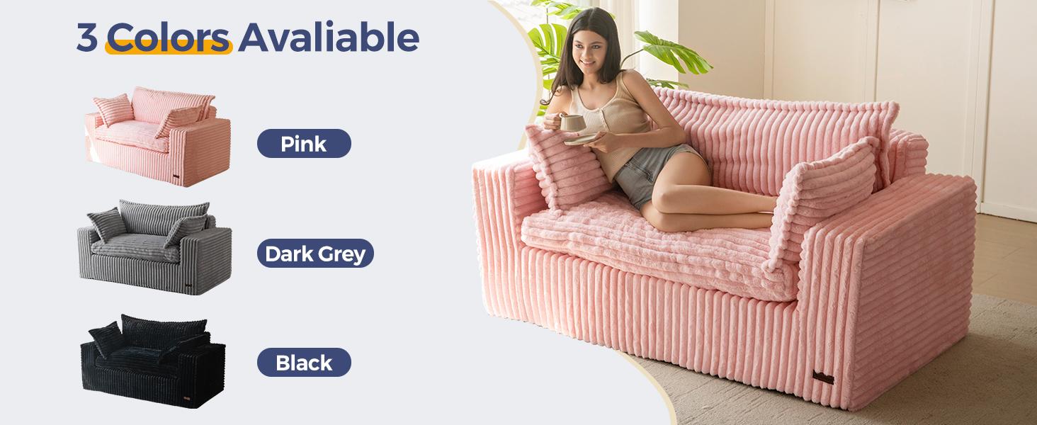 MAXYOYO Bean Bag Chair for Living Room, Upholstered Loveseat Sofa Couch with Deep Seating, Wide Armrests Boneless Couch Sofa in a Box for Bedroom Office Apartment, No Assembly