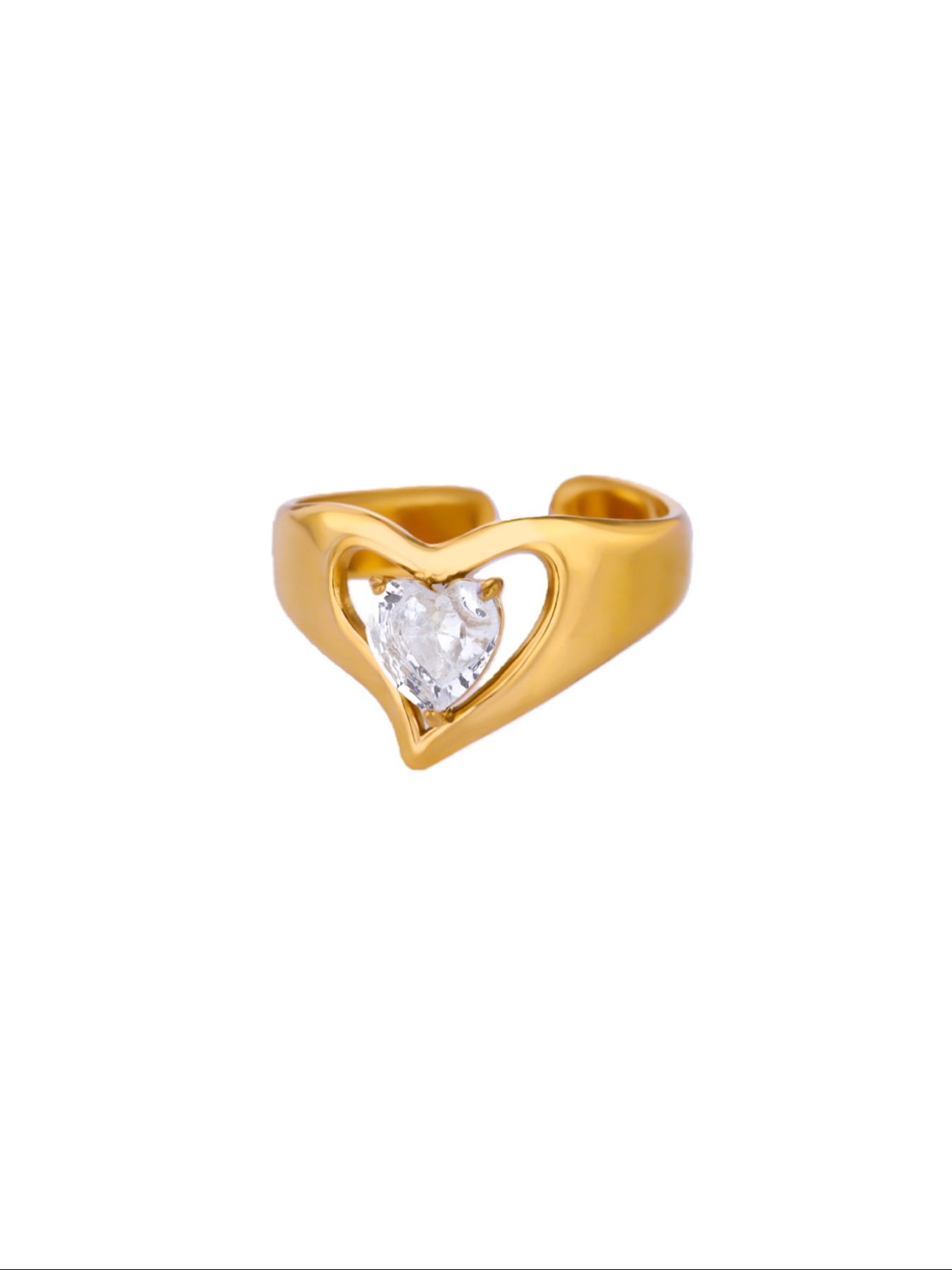 Luxurious Zircon Heart Ring for Women, Stainless Steel Wedding Ring, Fashionable Waterproof Jewelry, Perfect Gift for All Occasions