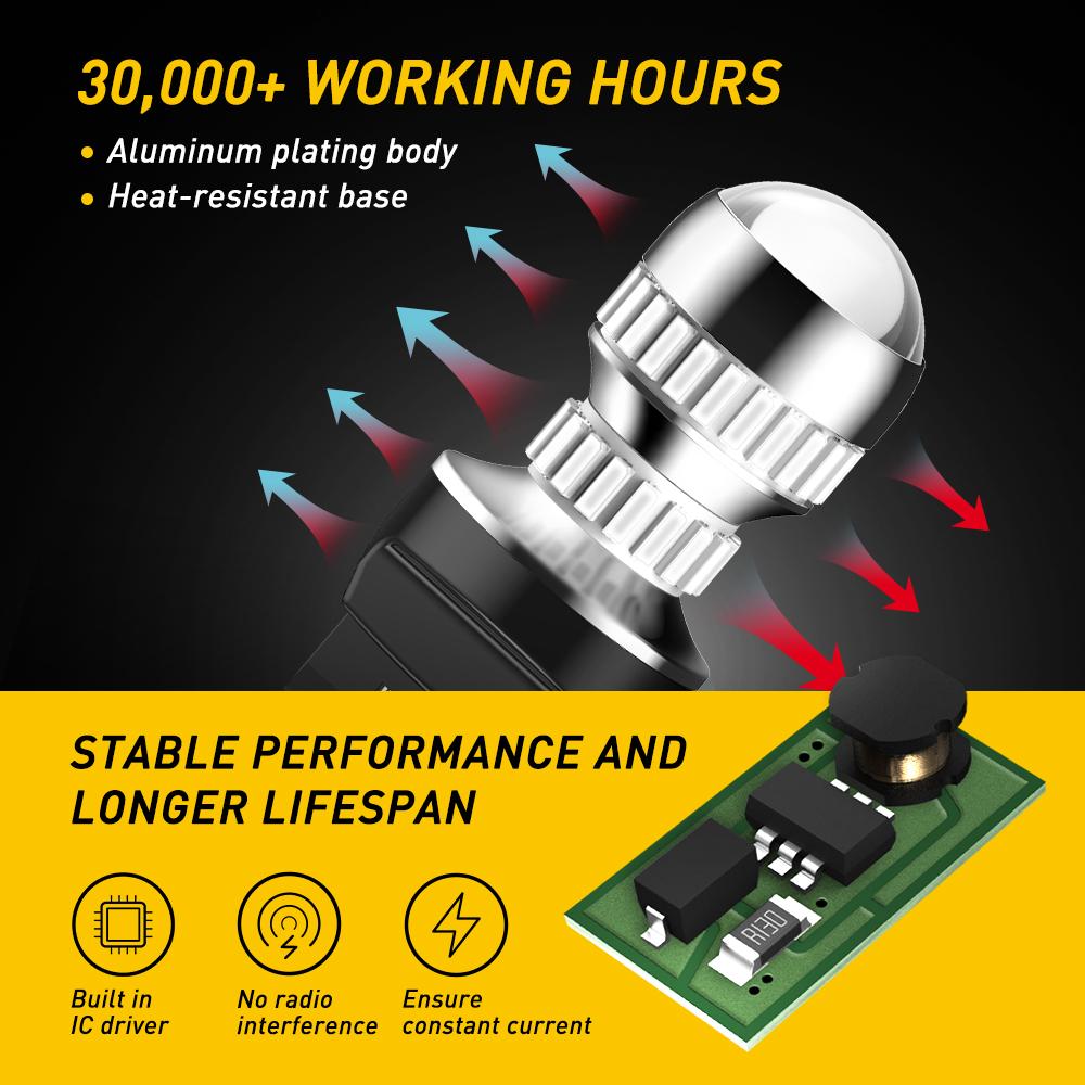 AUXITO Upgraded 7440 7443 LED Bulbs for Reverse Lights T20 7441 7444 LED Replacement Light Kit for Backup Tail Brake Signal Parking DRL Lights, 6000K Xenon White