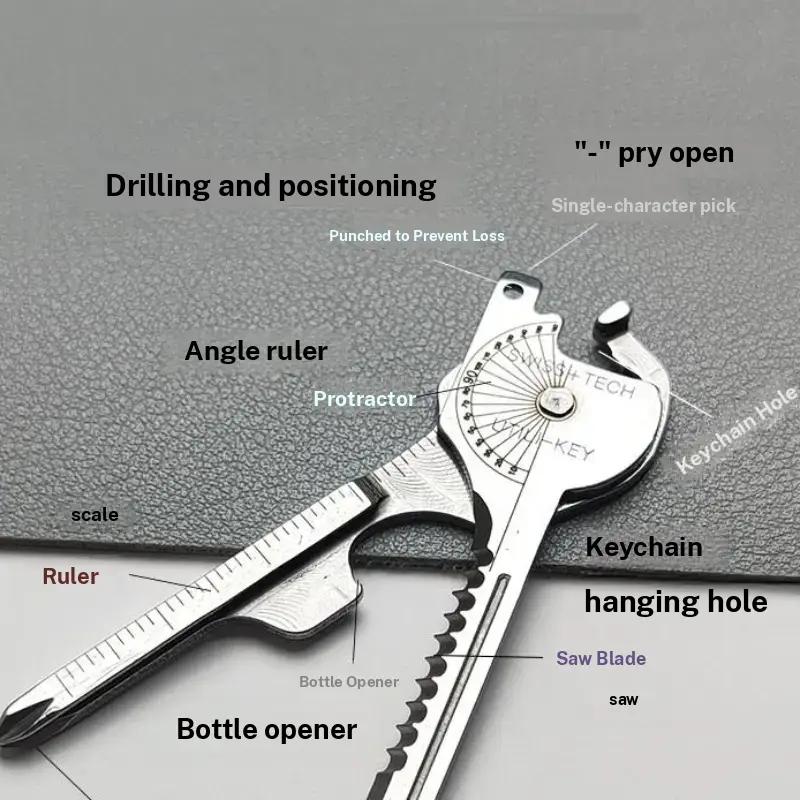 Outdoor Multi-Function Keychain Tool Set, Compact Portable Camping Emergency Kit with Screwdriver Bottle Opener, Essential Survival Gear, EDC Multi Tools, Lightweight Tools, Stainless Steel Tools