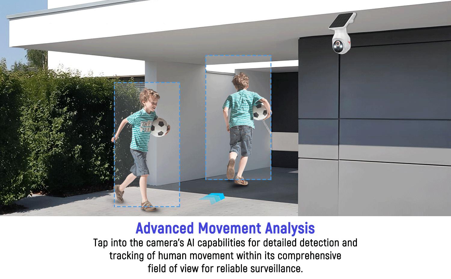 1080p WiFi Security Camera with Solar Panel, Wireless Outdoor, Camera for Home Security, Battery Powered, Pan Tilt, AI Motion Detection, Night Vision, 2-Way Talk, IP65, Cloud Storage, Human Detection, 2.4GHz Only