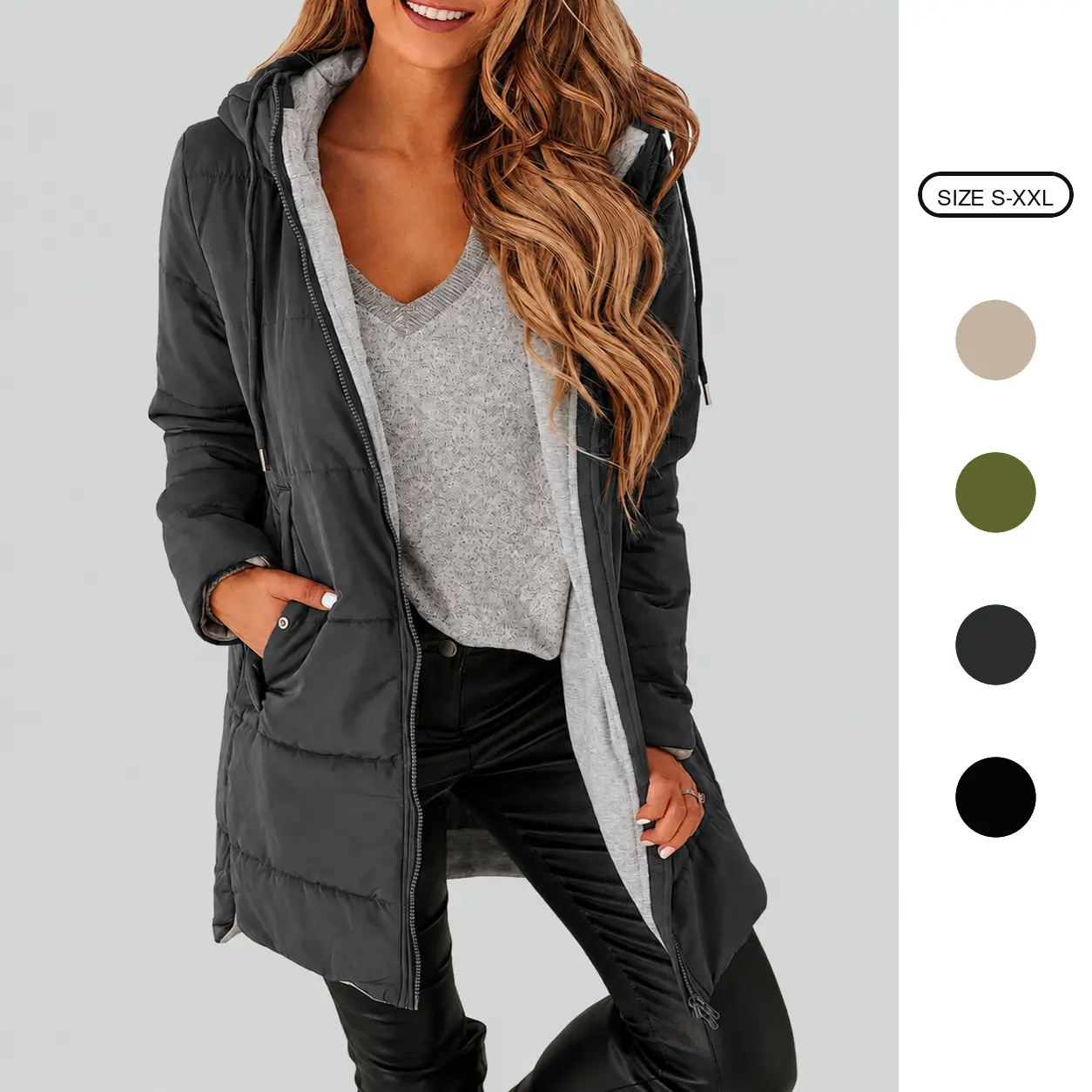 Imily Bela Womens Warm Puffer Down Jacket Hooded Winter Casual Lightweight Mid Quilted Coat with Pockets