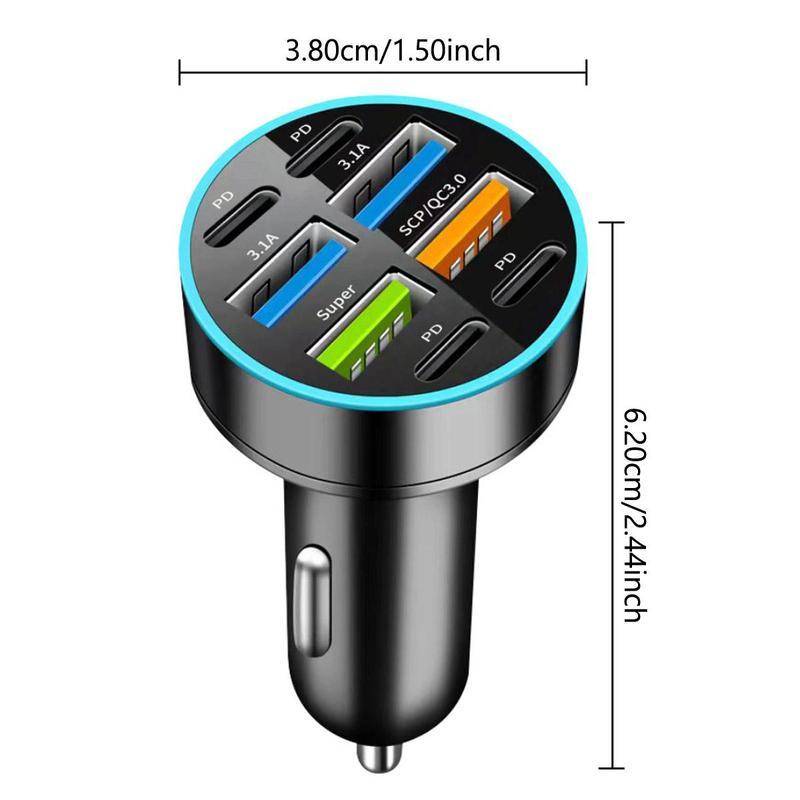 Automotive Charger 8-Port USB C , Rapid Charger, Mobile Phone Charger for Car, Multifunctional PD Fast Charging Car Adapter, Truck, SUV, Car Accessories,Car Essentials, Men Gifts Fast Charging Adapter