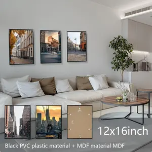 30x40cm Wall-Mounted Poster Frame Set, PVC Material, Durable Multi-Use, 8x10/12x16 inch Photo Art Certificate Holder, Home Office Decor, Gold