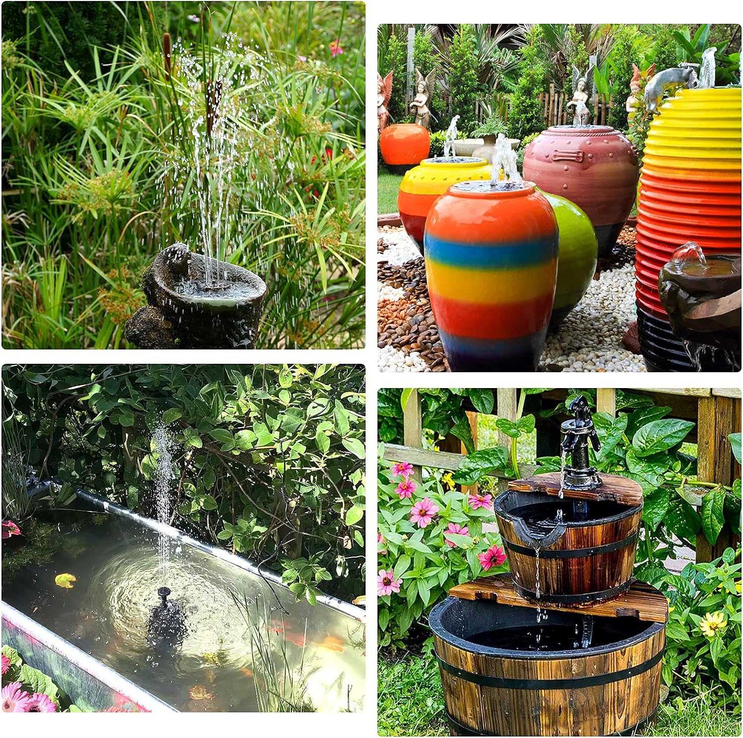 AISITIN 1.5W DIY Solar Water Pump Kit for Water Feature Outdoor, Solar Powered Water Fountain Pump with 6 Nozzles for Bird Bath, Ponds, Garden, Fish Tank