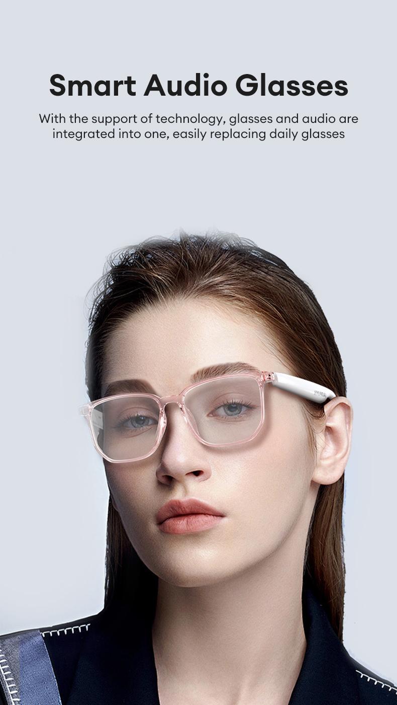 HYUNDAI C8 Pro Wearable Multifunctional Bluetooth Smart Glasses Support 169 Languages Translation, Durable Anti-Blue Light Glasses with Earbud Headset for Music & Calls, Electronic Audio Glasses for Men & Women, Bluetooth Clear Glasses