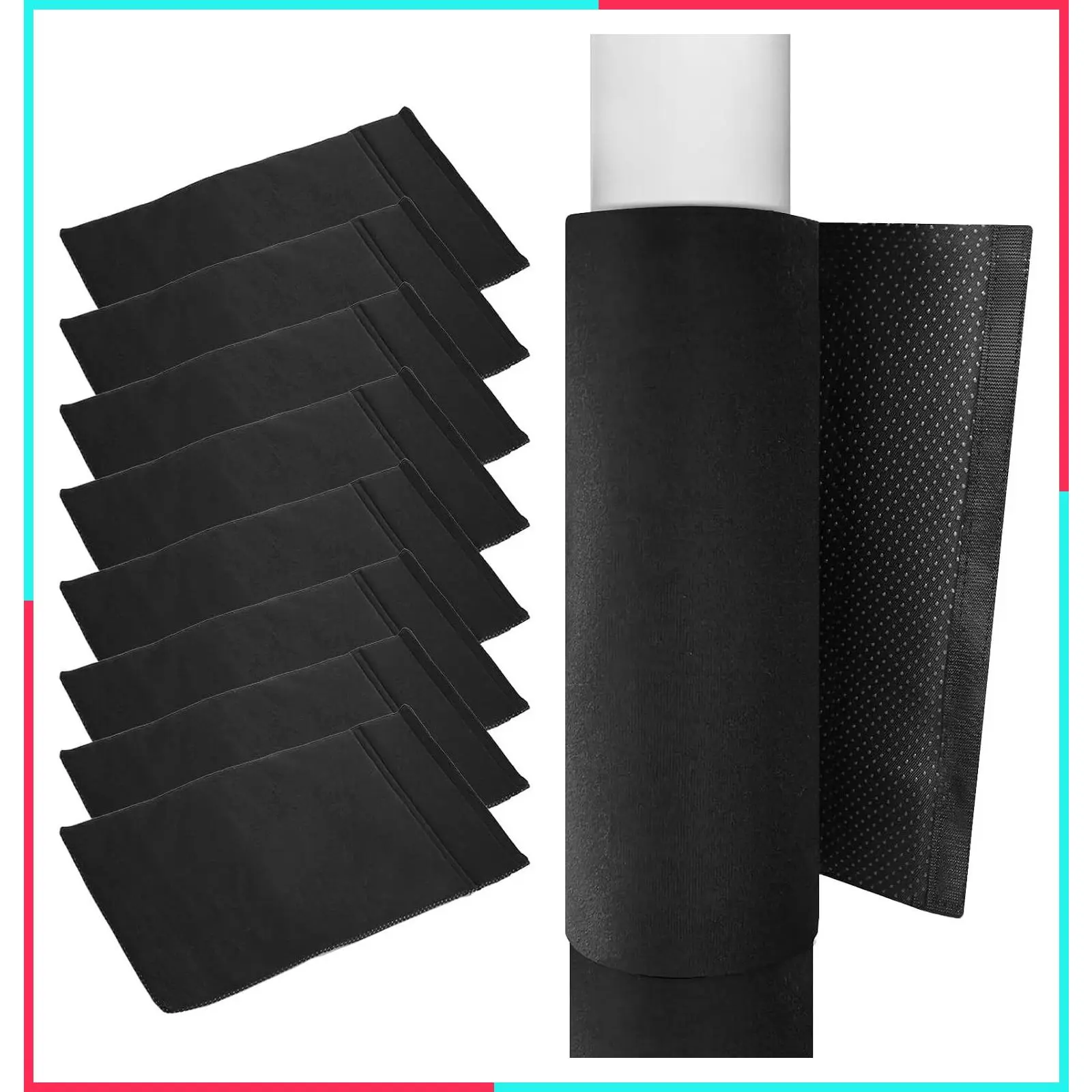 8PCS Basement Pole Wrap Cover 23.6"x11.8" Garage Pole Padding with 10mm Thick Foam, Soft Protective Easy Install Remove, Hook and Loop Anti-Slip for Different Size Poles