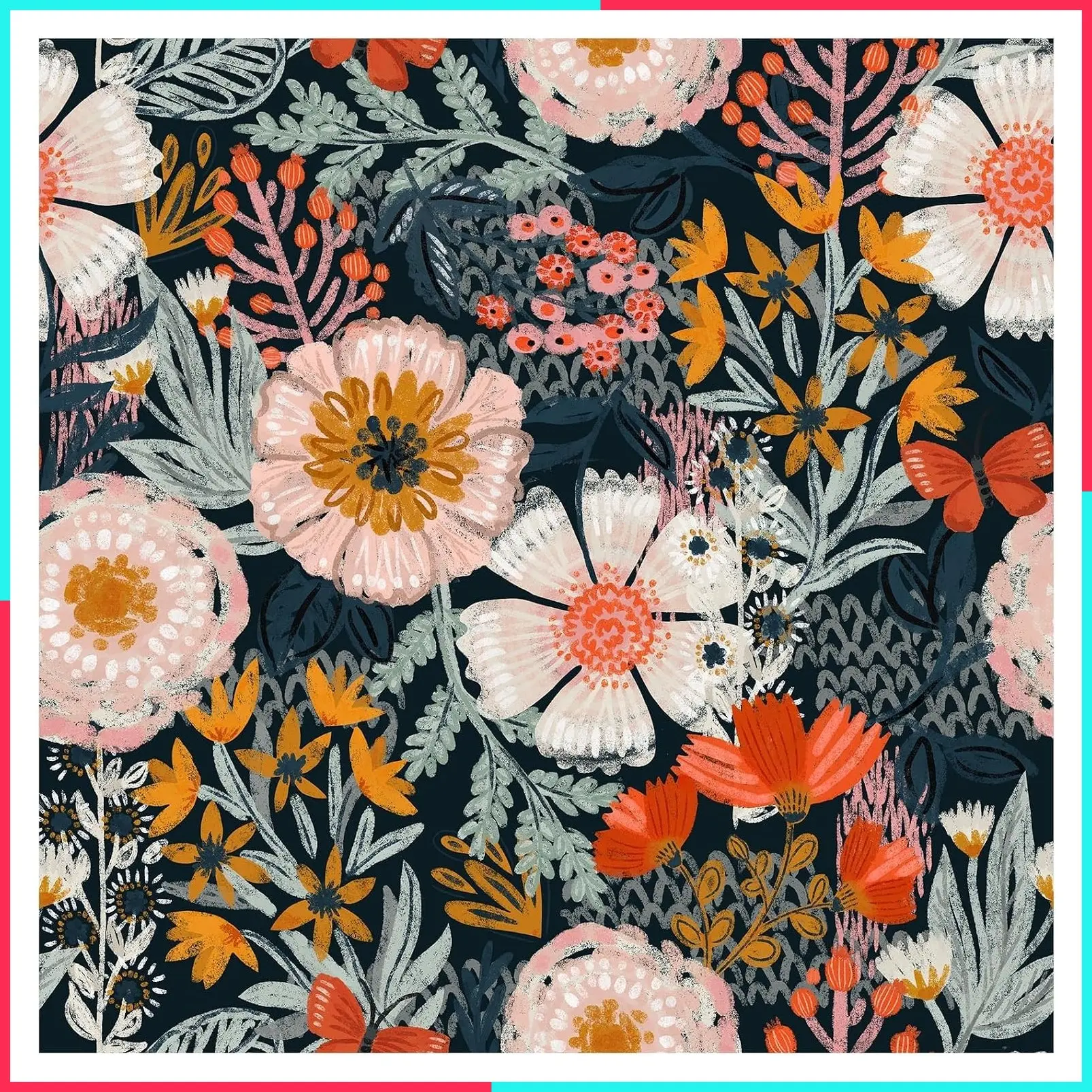 Floral Peel and Stick Wallpaper Boho Pink Bathroom Contact Paper