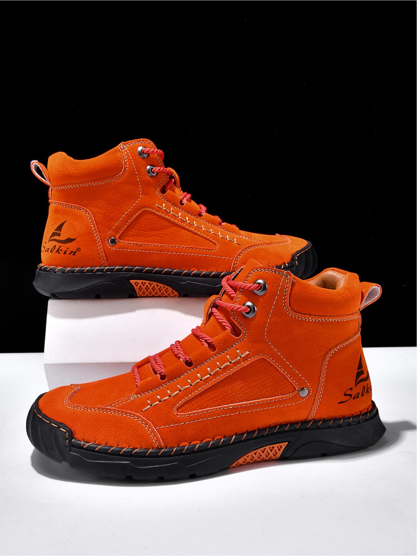 Vintage Hand-Stitched Chelsea Work Boots, Soft Bottom Anti-Slip Casual Hiking Shoes, Synthetic Leather, Medium Width, All Seasons