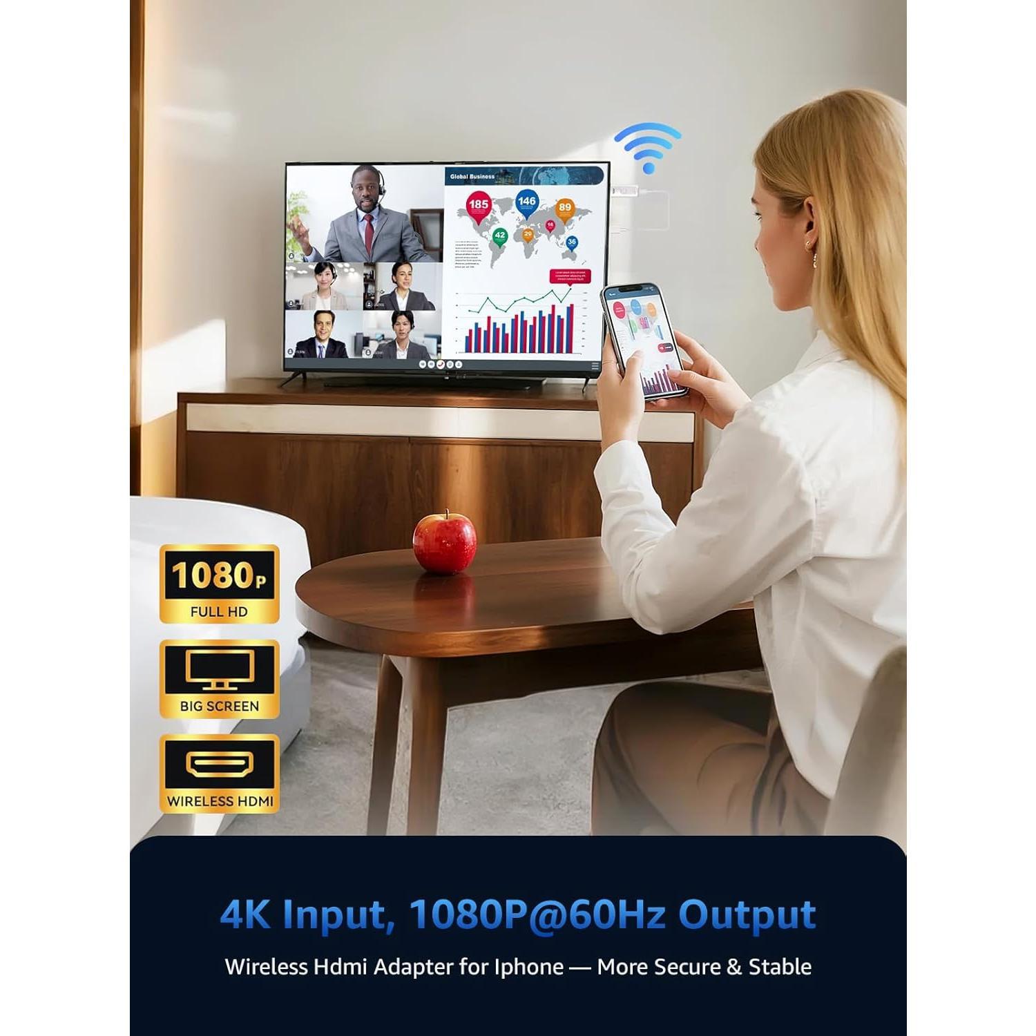 HDMI Display Dongle Adapter 2025, 1080P Plug & Play HDMI Extender Receiver for Smartphone/PC/Laptop to TV//Projector, Streaming Video/Audio/File, Airplay & Miracast (White) HDMI Display Dongle Adapter 2025, 1080P Plug & Play HDMI Extender Receiver for Smartphone/PC/Laptop to TV//Projector, Streaming Video/Audio/File, Airplay & Miracast (White)