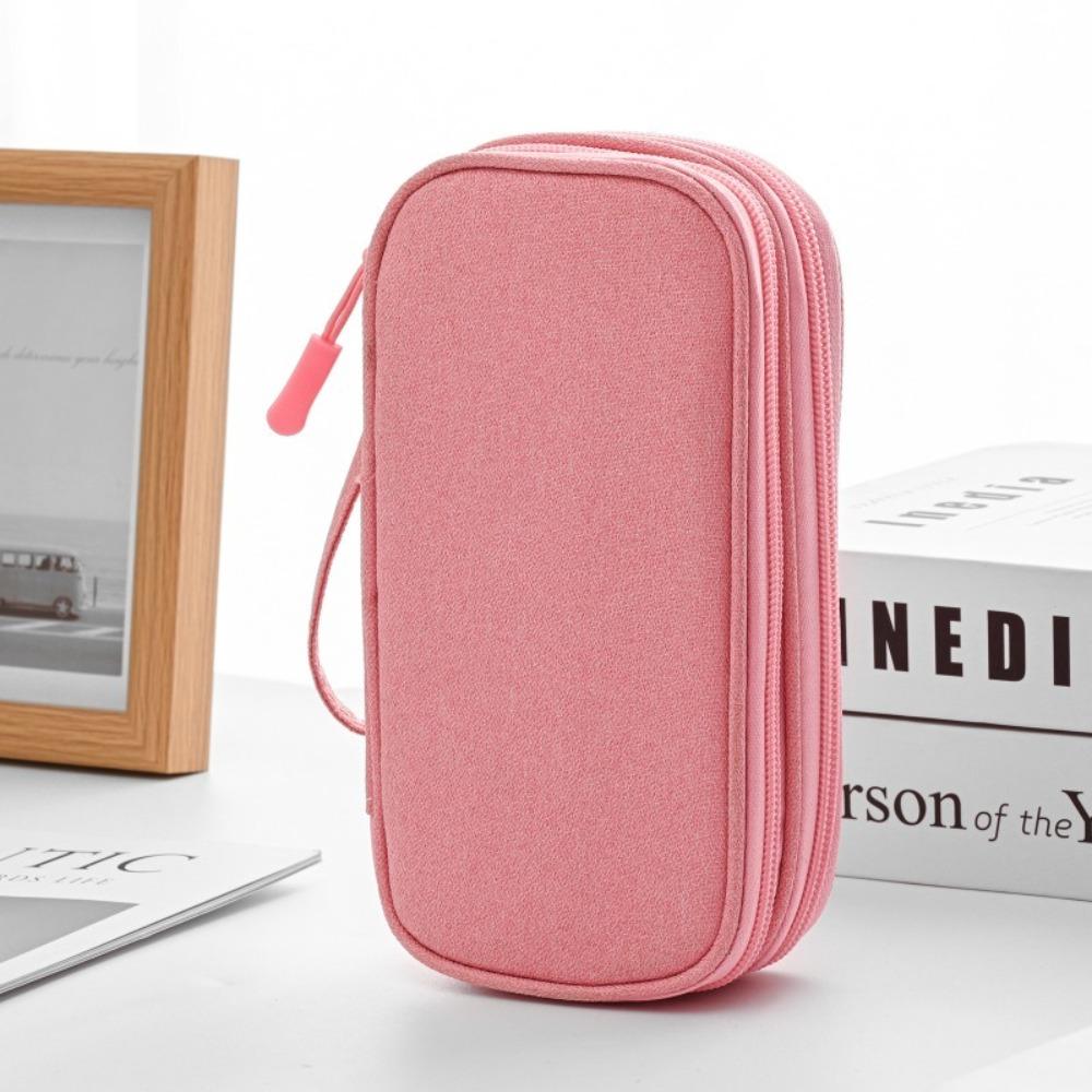 Portable data cable storage bag, double-layer mobile phone charger storage bag, multi-layer grid digital accessory storage bag, compact and convenient travel data cable storage bag