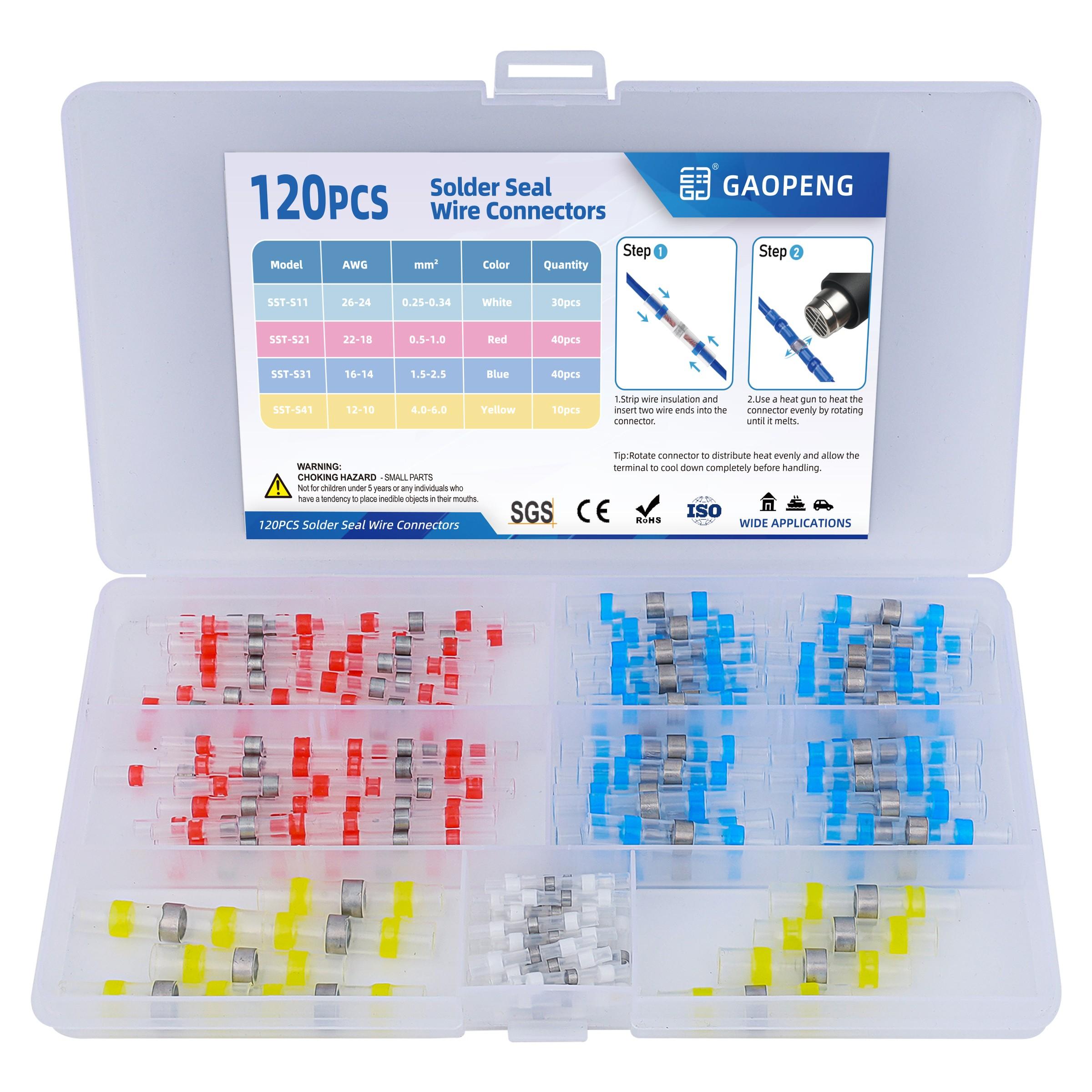 120pcs Waterproof Solder Seal Wire Connectors-Heat Shrink Insulated Electrical Terminals