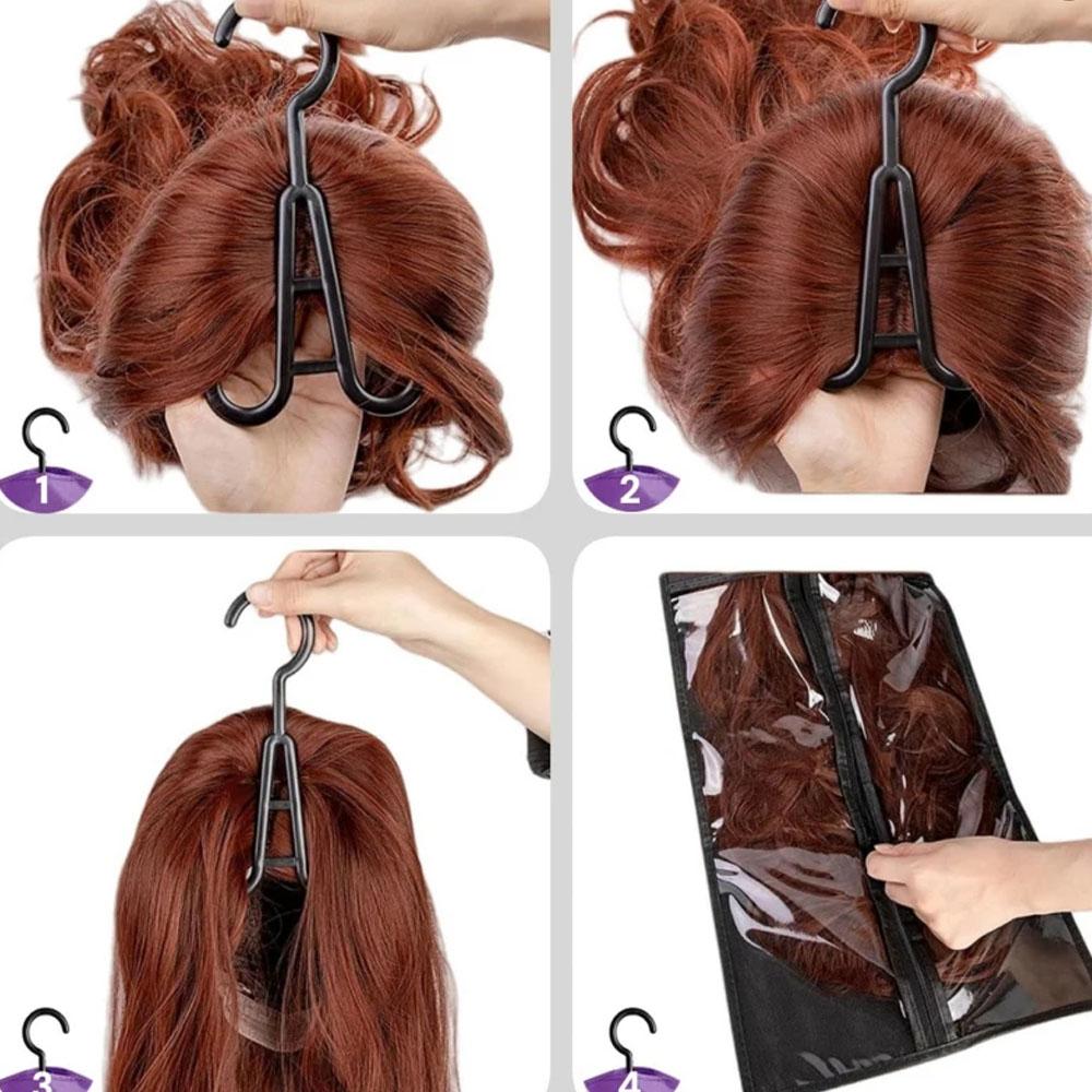 1 Set Wig Storage Bag Set with Hanger, Plastic Hanger Included, Ideal for Multiple Wigs, Organize and Store Your Wigs Efficiently