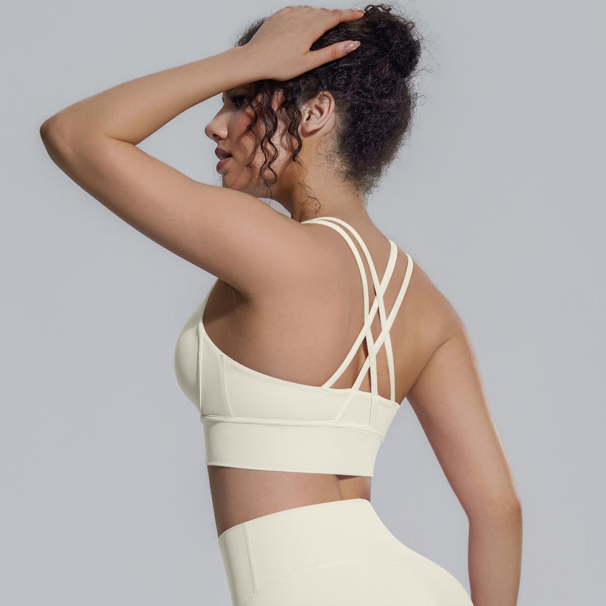 Summer Cross Straps Woman Yoga Bra Shock-absorbing Running Yoga Tank Top with Chest Pad Sexy Beautiful Back Gym Yoga Brassiere