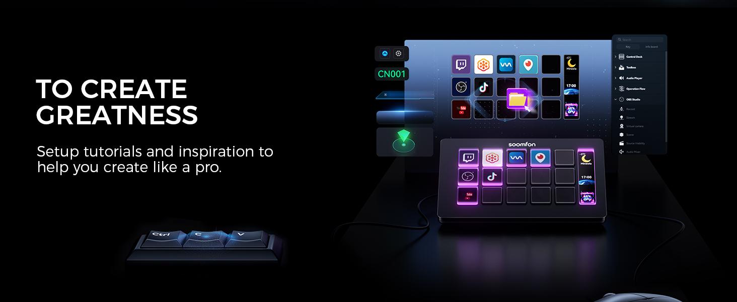 LED 15-Key Stream Deck Custom Keyboard for Streaming and Gaming, Programmable Macro Keys for Efficient Control, Compatible with Win/MAC/ps5/xbox
