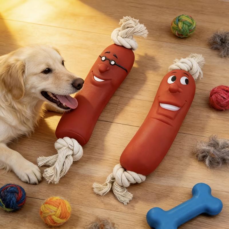 Dog Sausage Chew Toy - Bite-Resistant And Not Easy to Break, Interactive Training Teething Toy, Preferred Material, Sausage Design, Dog Chew Toy, Relieves Teething Discomfort