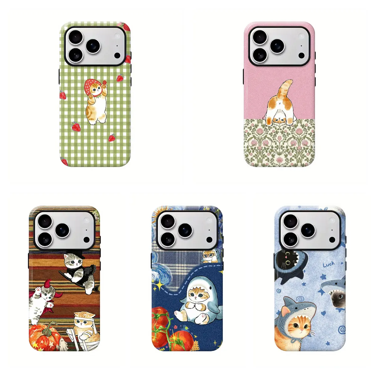 Y2K Hot Cute M-Mofusand Cat Phone Case for iPhone 17 Promax 17E 16 Plus 15 14 13 12 11 Pro 17Air & Samsung Galaxy S26 Ultra S25 S24 S23 S22 Plus FE Anti-fall Transparent TPU Shockproof Protective Cover, Accessories, Cute Accessories