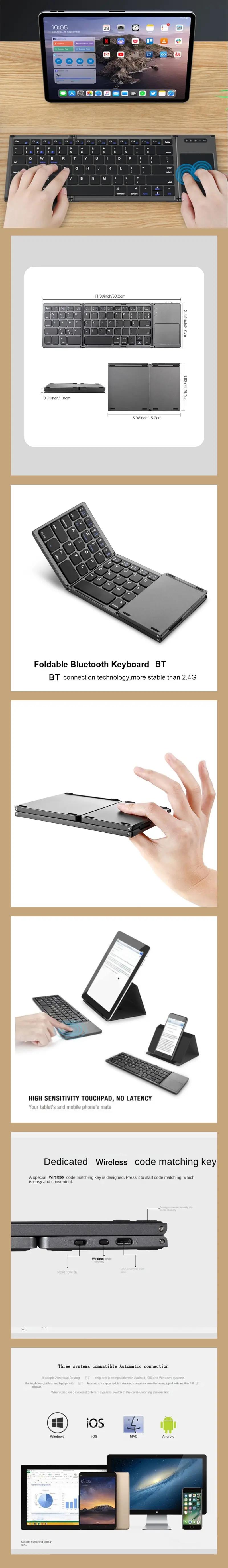 Ultra-thin Wireless Mini Bluetooth-compatible Keyboard, Foldable & Simple Design Tablet Keyboard for Household & Office, Folding Wireless Keyboard #GLOBAL PICKS