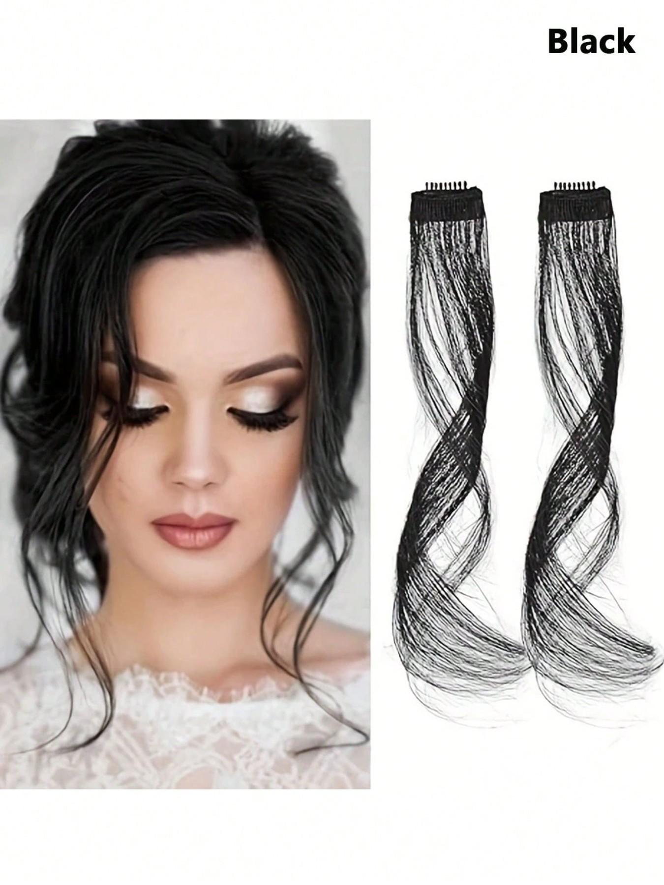 Elegant Body Wave Clip-Invisible Synthetic Dragon Beard Side Bangs ，In Hair Extensions, High Temperature Fiber, Women'S Side Bangs, Christmas Music Festival Hairpiece Temples for Daily Wear, Natural Look for All Hair Types