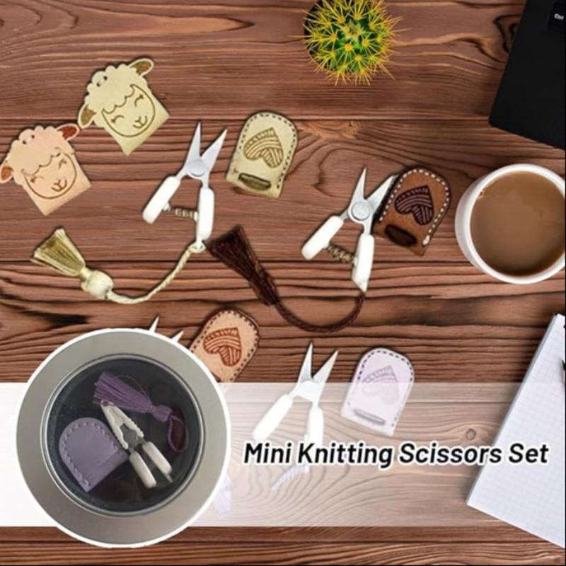 Compact Mini Knitting Scissors Set with Storage Box, Sewing Tool Kit, Essential Embroidery & Sewing Scissors for Crochet, Knitting, Cross-Stitch Crafts