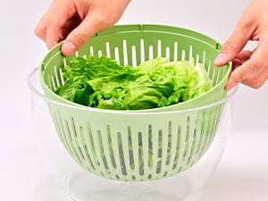 SUSTEAS 5-in-1 Salad Spinner & Veggie Chopper–Large Drying Bowl, Colander, Pasta Strainer–Multifunctional Kitchen Tool, Springtok Green Fruit Utensils Stainless Steel
