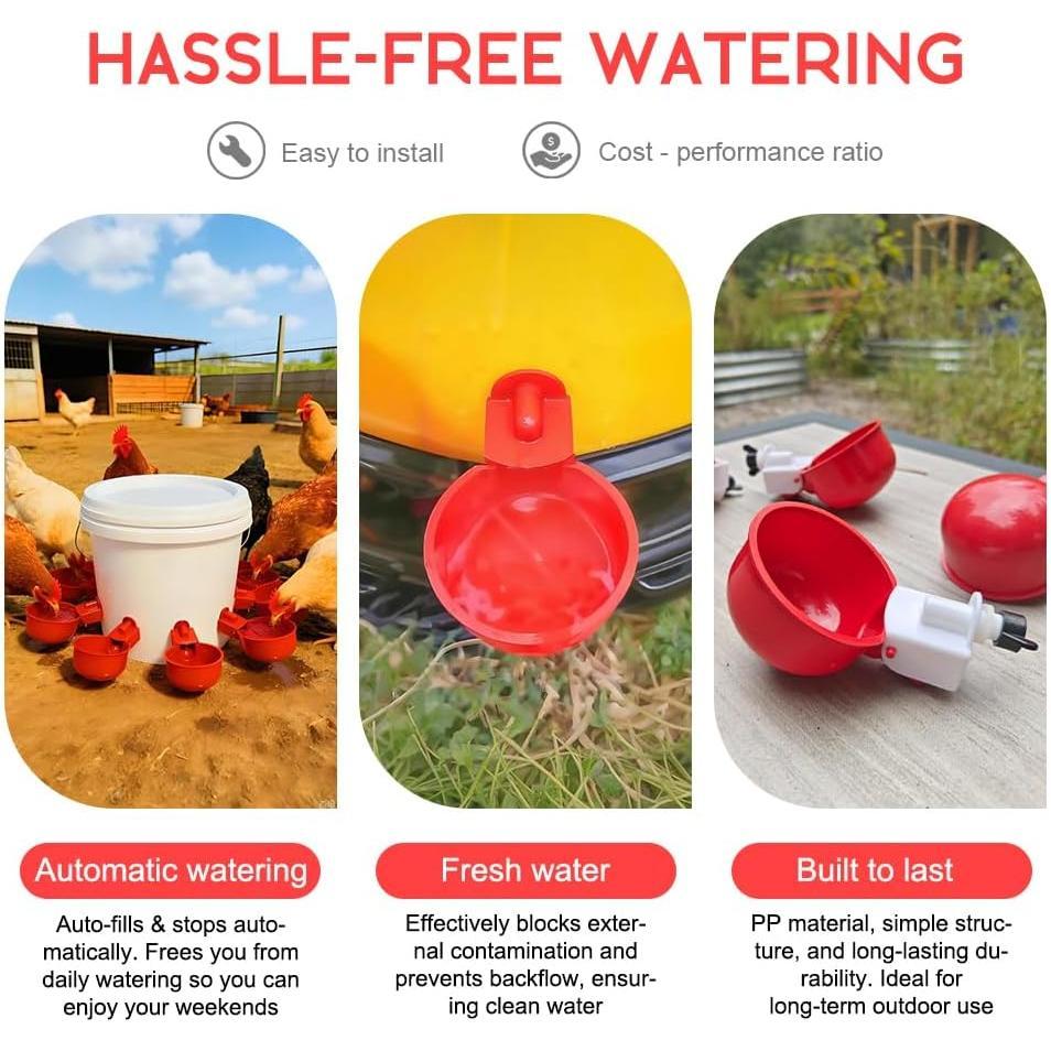 16 Pack Auto Chicken Poultry Waterer Cups Feeder for Diy Chicken Coop Automatic Watering Cup Dispenser Drinker Bebederos De Agua Para Gallinas with Mounting Hole Opener Double Leak-proof Washer 16 Pack Auto Chicken Poultry Waterer Cups Feeder for Diy Chicken Coop Automatic Watering Cup Dispenser Drinker Bebederos De Agua Para Gallinas with Mounting Hole Opener Double Leak-proof Washer